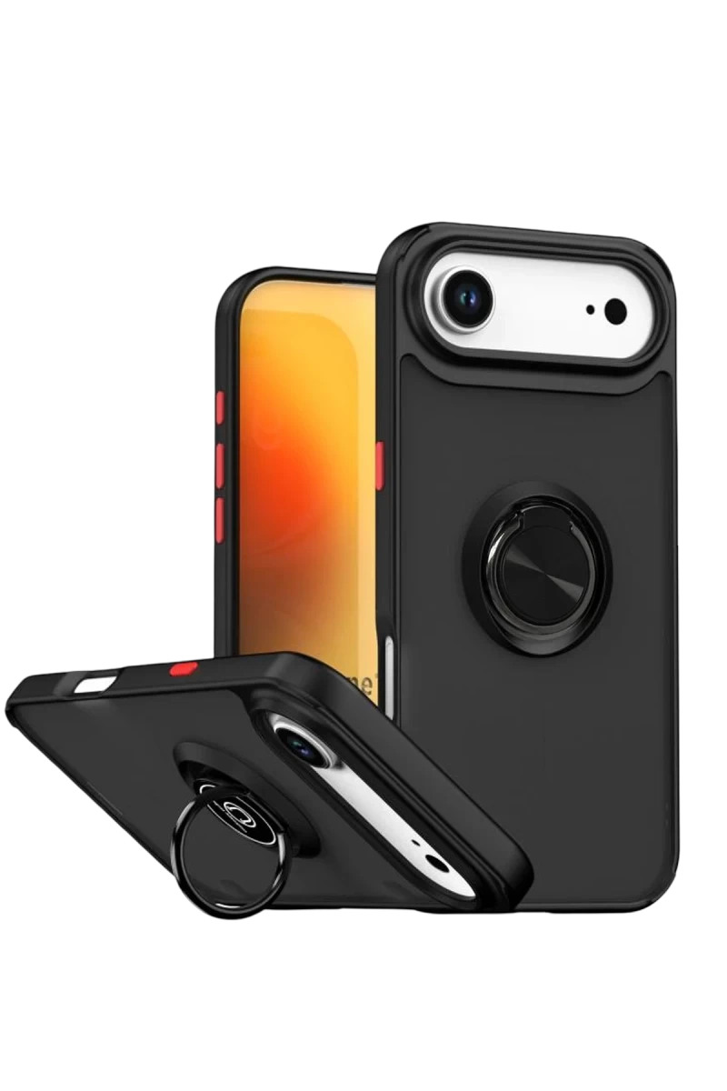 Apple iPhone 17 Uyumlu Air Uyumlu Montreal Yüzüklü Silikon Kapak - Siyah