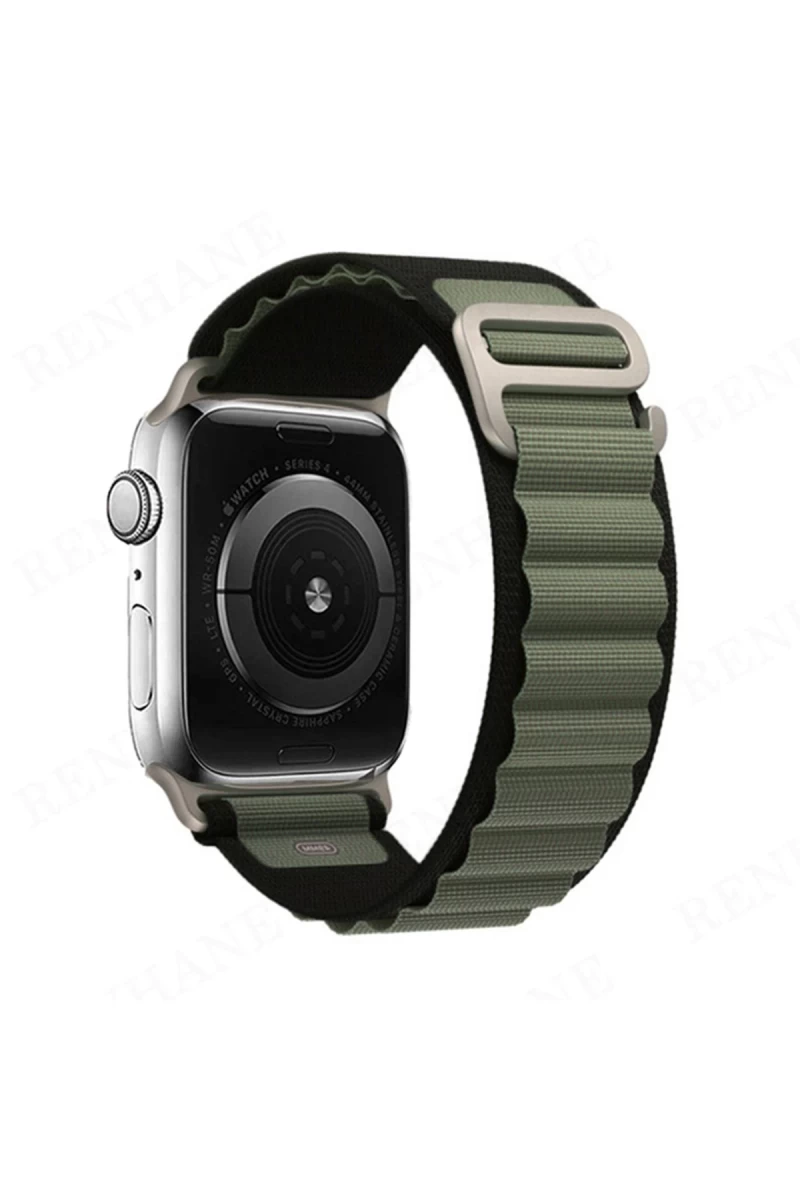 Apple Watch 42mm Uyumlu Mountain Kordon - Siyah-Yeşil