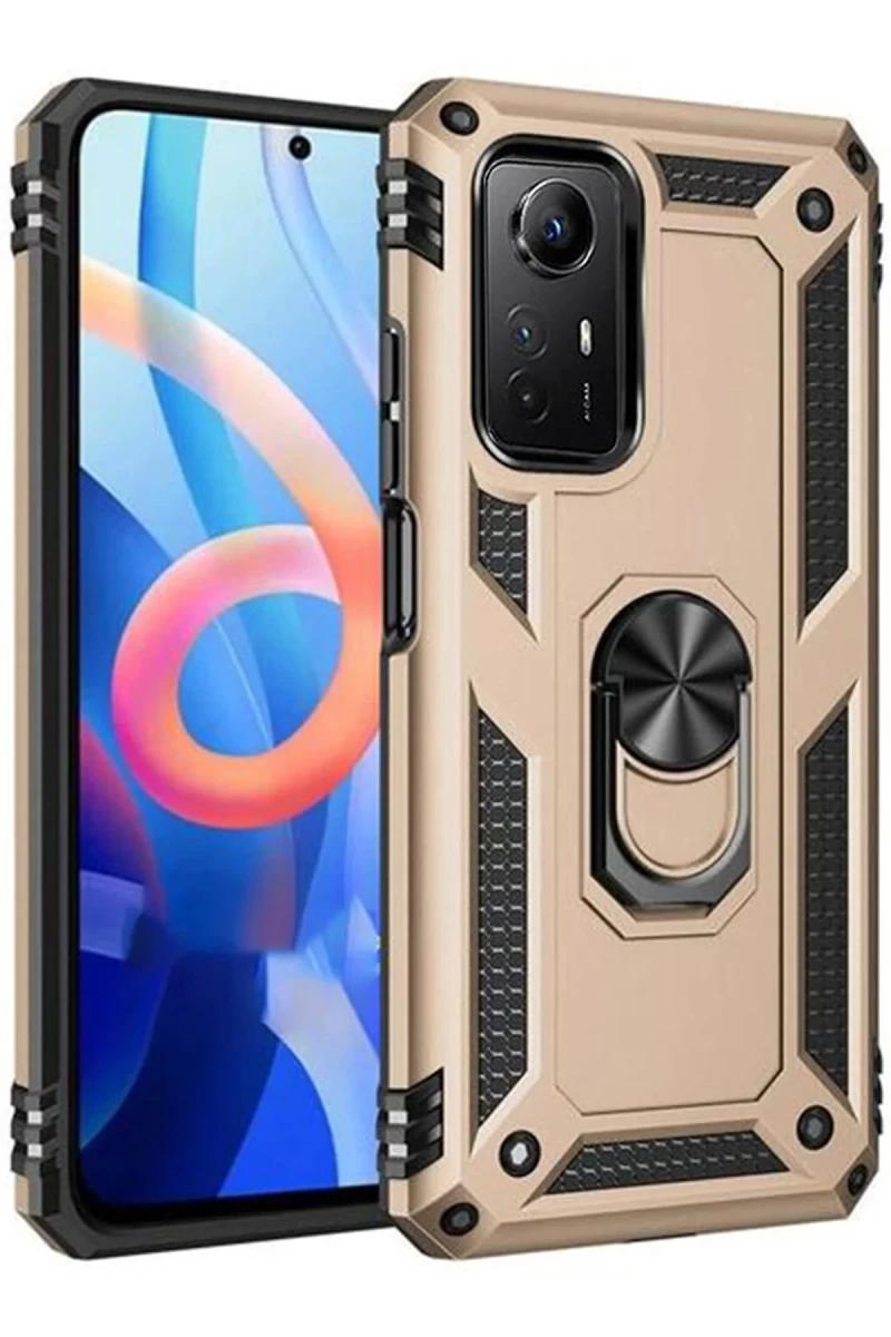 Xiaomi Redmi Note 12S Uyumlu Kılıf Sofya Yüzüklü Silikon Kapak - Gold