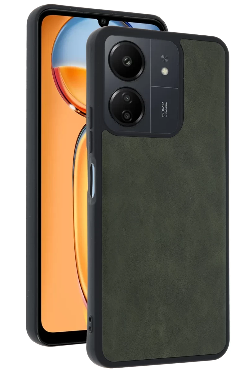 Xiaomi Redmi 13C Uyumlu Kılıf Aras Deri Kapak - Açık Yeşil