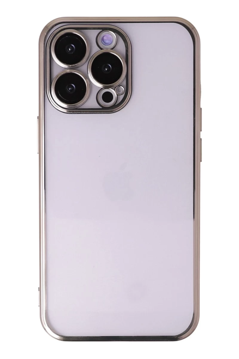 Apple iPhone 14 Pro Uyumlu Kılıf Lensli Silikon - Gold