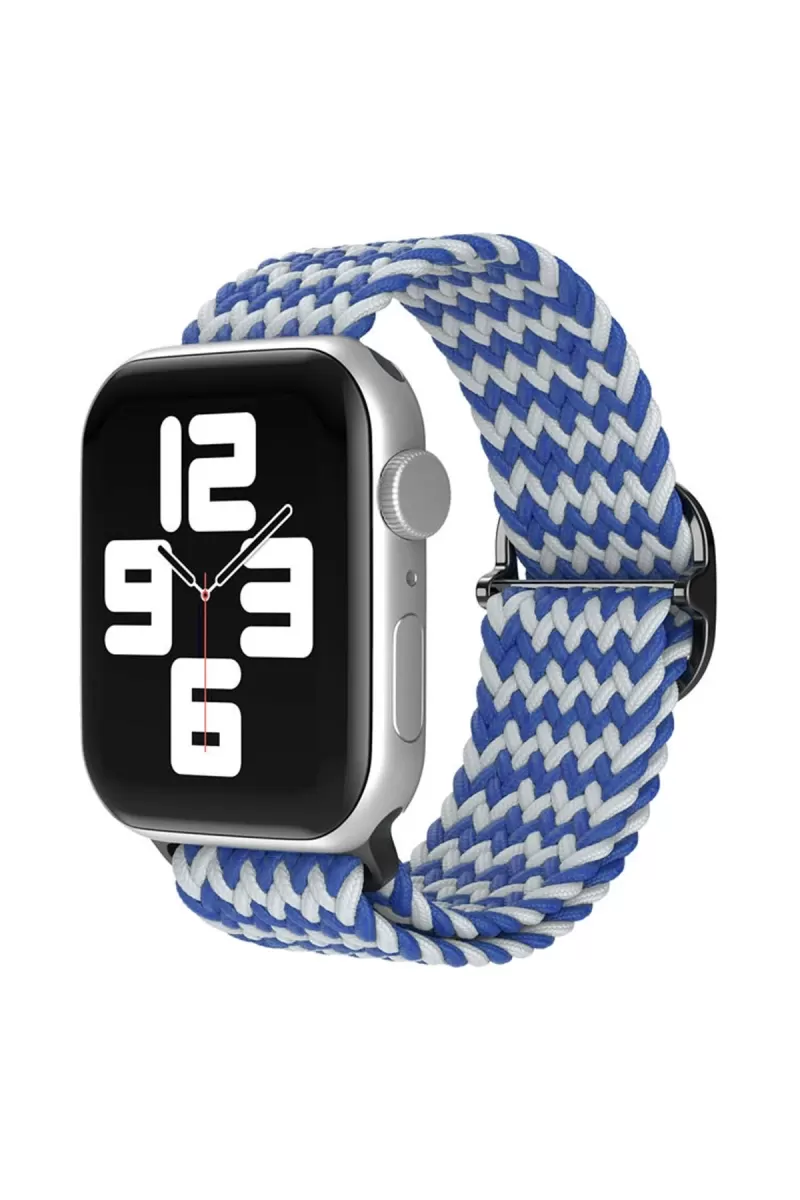 Apple Watch 42mm Uyumlu Star Kordon - Zigzag Beyaz-Mavi