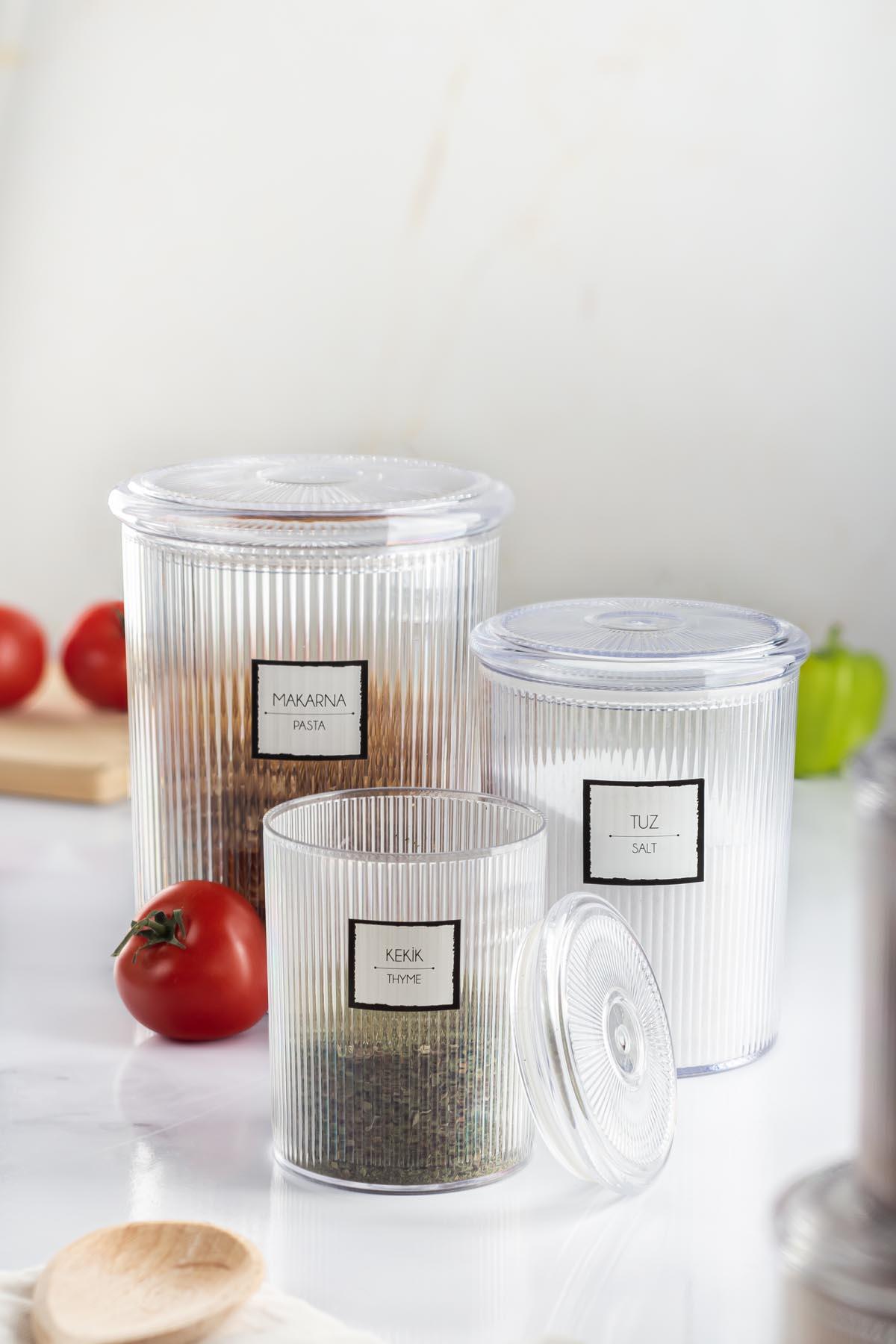 12'li Barok Yuvarlak 3 Boy Kavanoz Seti &amp; Saklama Kabı &amp; Erzak Kabı (4*2000 ML, 4*1000 ML, 4*500 ML)