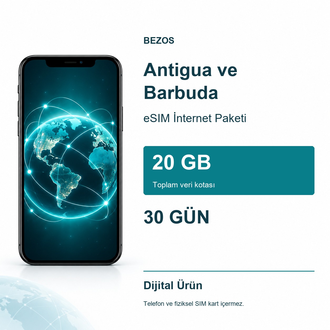 Antigua ve Barbuda eSIM İnternet Paketi 20 GB 30 Gün