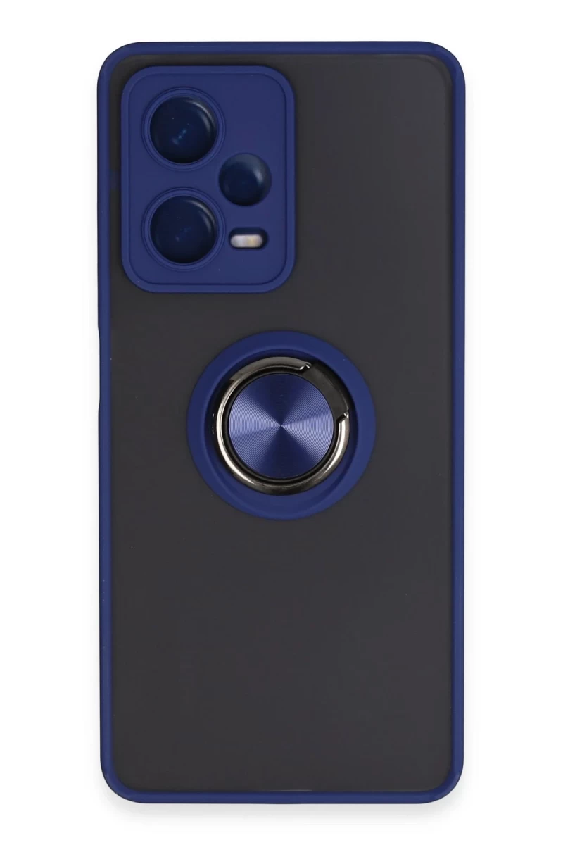 Xiaomi Redmi Note 12 5G Uyumlu Kılıf Montreal Yüzüklü Silikon Kapak - Lacivert