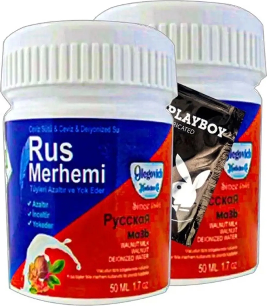 Süper Playboy Blue Rus Merhemi 2 Tane 50 ml Tüy Dökücü Krem + Yanında Jel