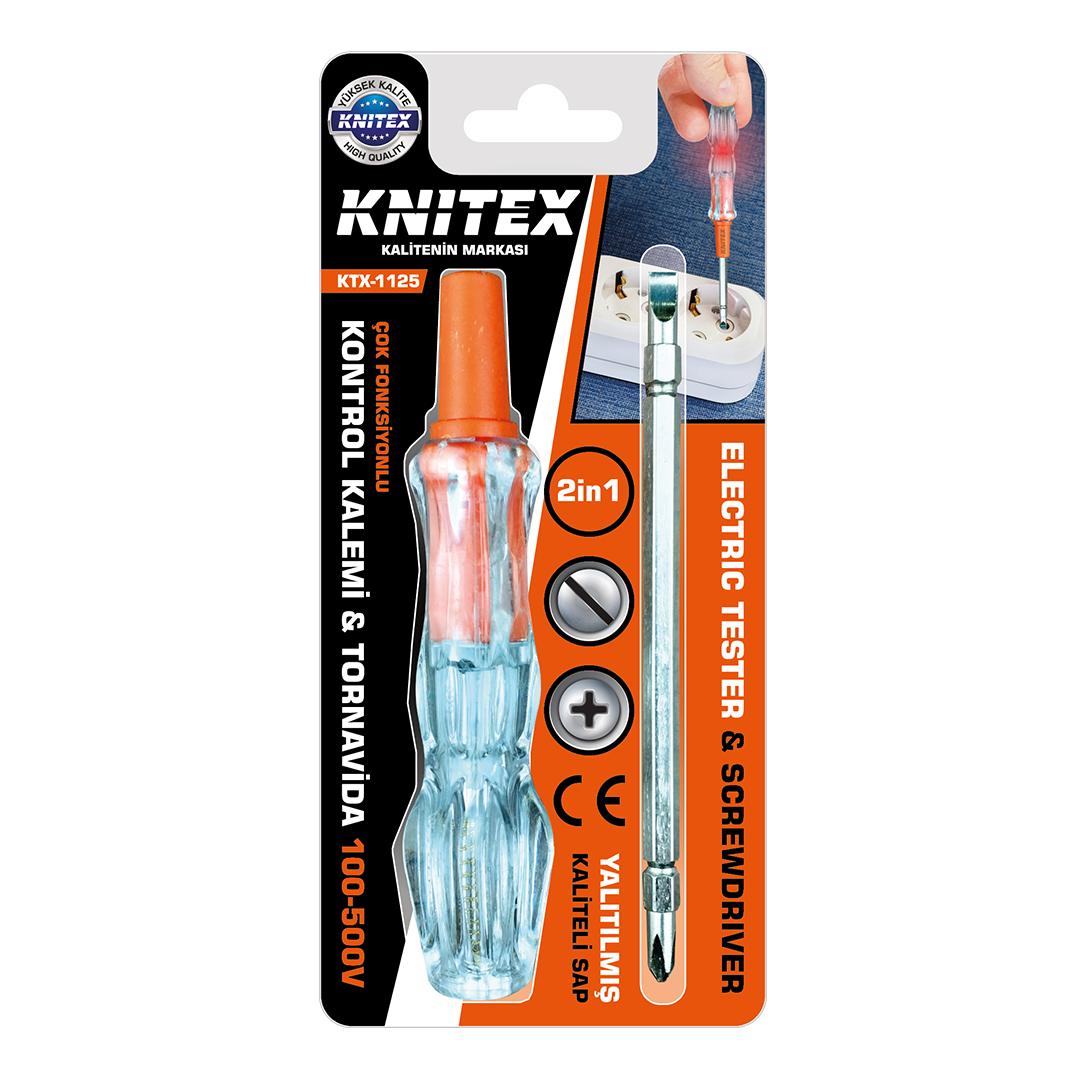 Kontrol Kalemi &amp; Tornavida 2in1 (Düz &amp; Yıldız, 100-500V)