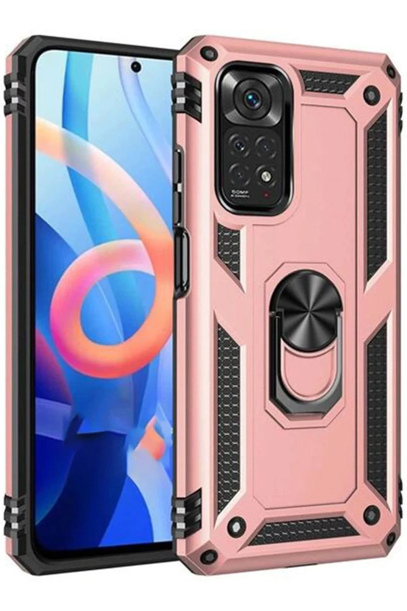 Xiaomi Redmi Note 12S Uyumlu Kılıf Sofya Yüzüklü Silikon Kapak - Rose