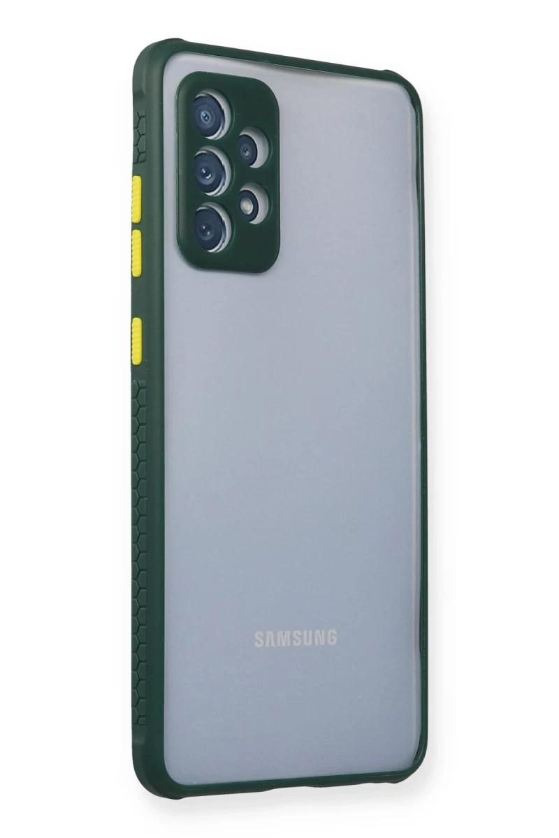 Samsung Galaxy A72 Uyumlu Kılıf Miami Şeffaf Silikon - Koyu Yeşil