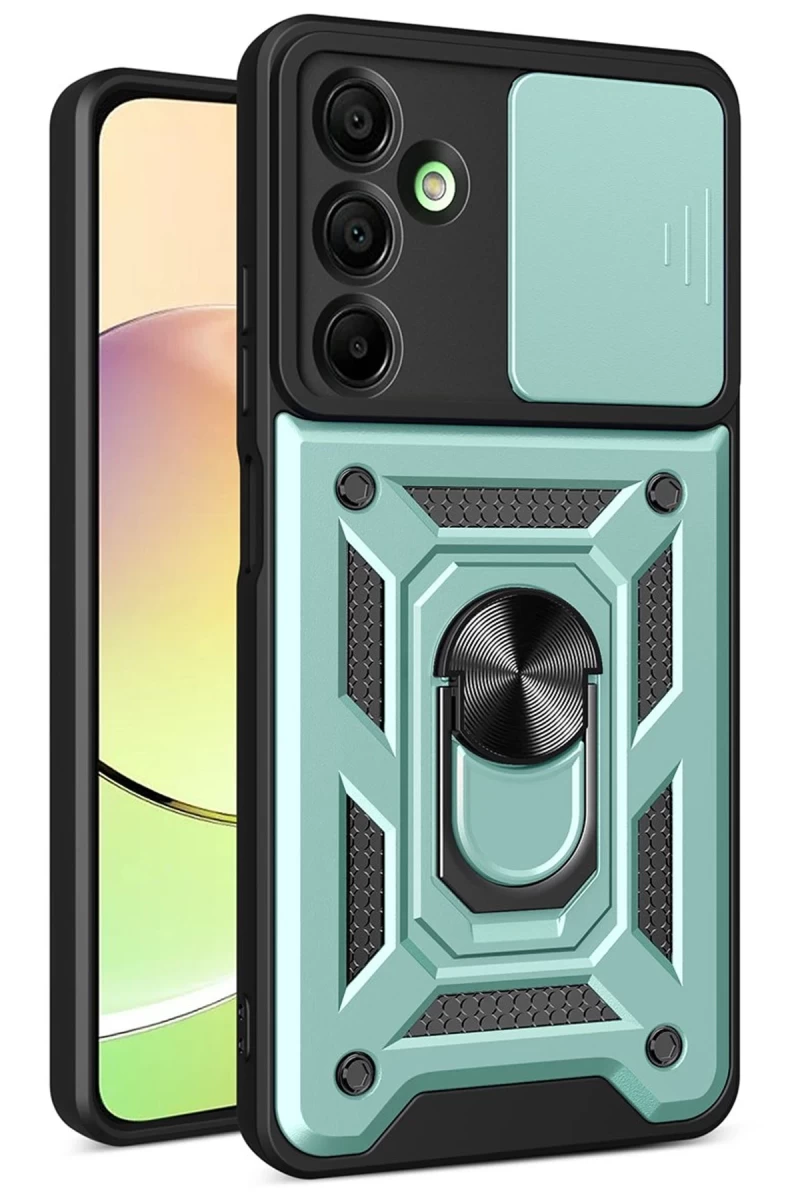 Samsung Galaxy A26 Uyumlu Kılıf Pars Lens Yüzüklü Silikon - Yeşil