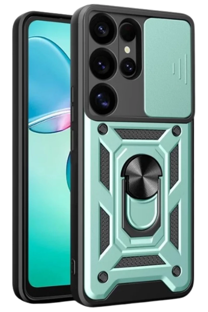 Samsung Galaxy S26 Ultra Uyumlu Pars Lens Yüzüklü Silikon - Yeşil