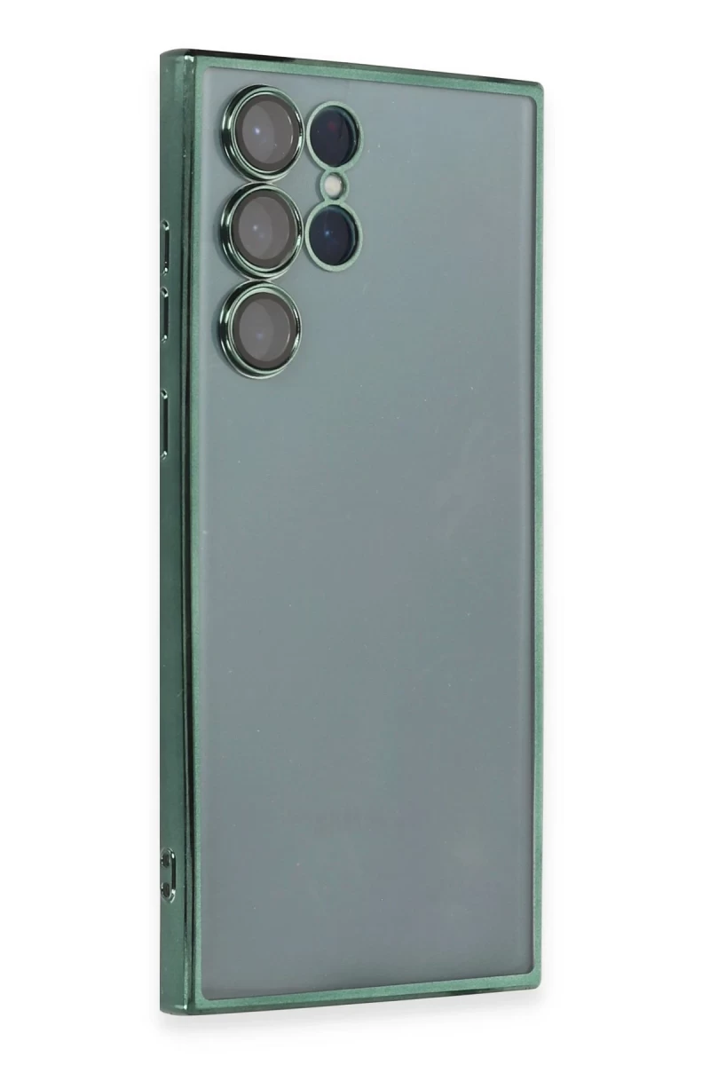 Samsung Galaxy S22 Ultra Uyumlu Kılıf Lensli Silikon - Yeşil