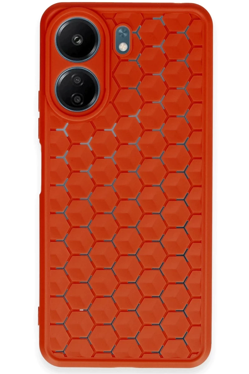 Xiaomi Redmi 13C Uyumlu Kılıf Petek Silikon Kapak - Kırmızı