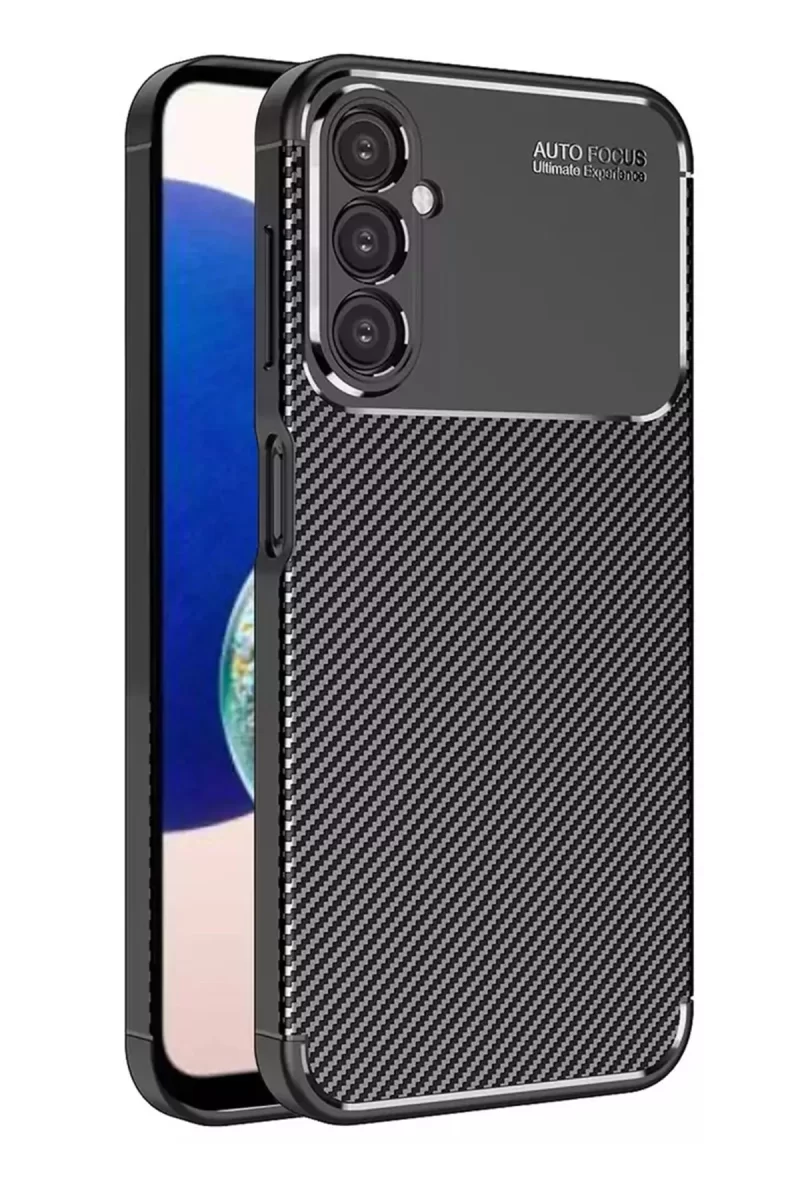 Samsung Galaxy A05S Uyumlu Kılıf Auto Focus Karbon Kapak - Siyah