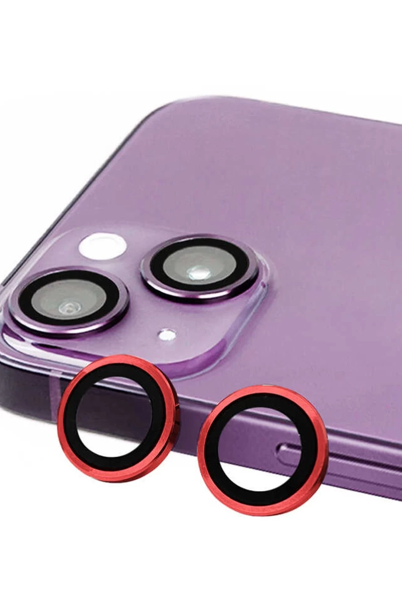 Apple iPhone 13 Uyumlu Raze Metal Kamera Lens - Kırmızı