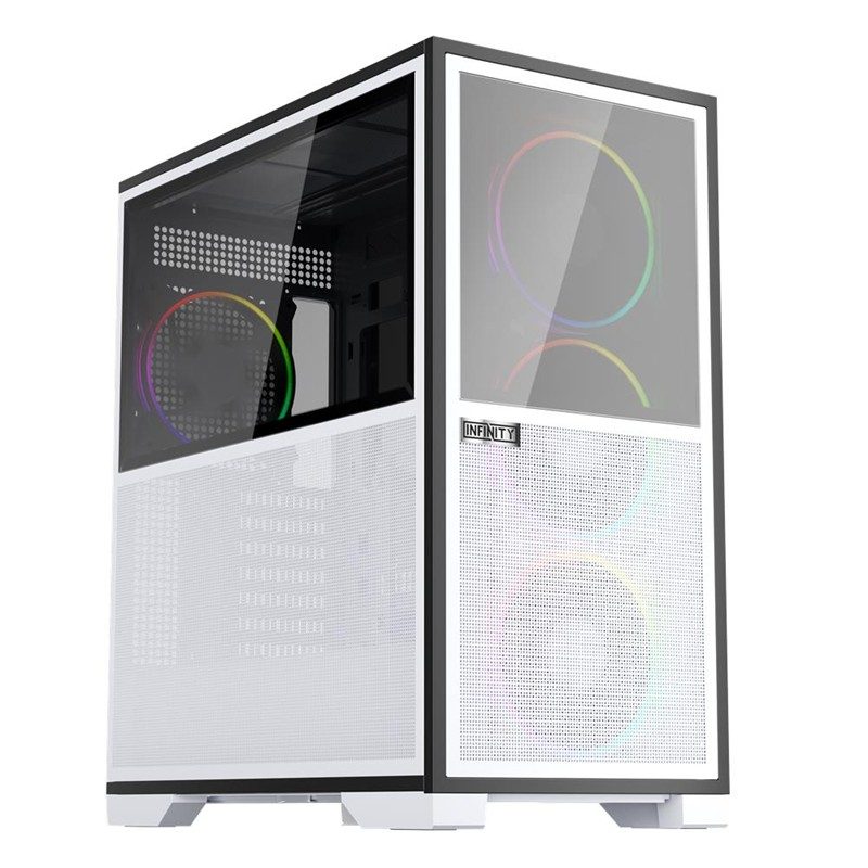1ST PLAYER IF8 BTF BEYAZ ARGB 4X12CM FAN TERS ÇEVİRİLEBİLİR TEMPERLİ CAM MESH PANELLER USB 3.0 E-ATX