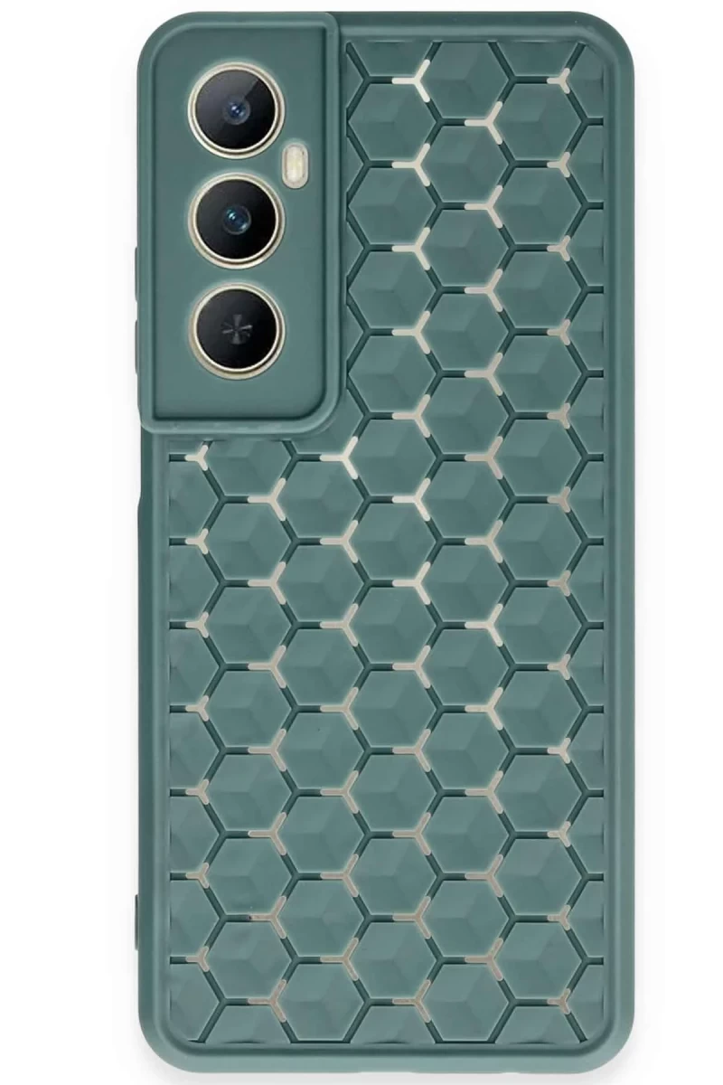 Realme C65 Uyumlu Kılıf Petek Silikon Kapak - Koyu Yeşil