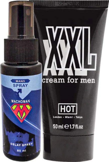 Süper Bonie Machoman 60 ml Erkeklere Özel Zaman Spreyi + Hotxxl Erkek Özel Kısım Krem