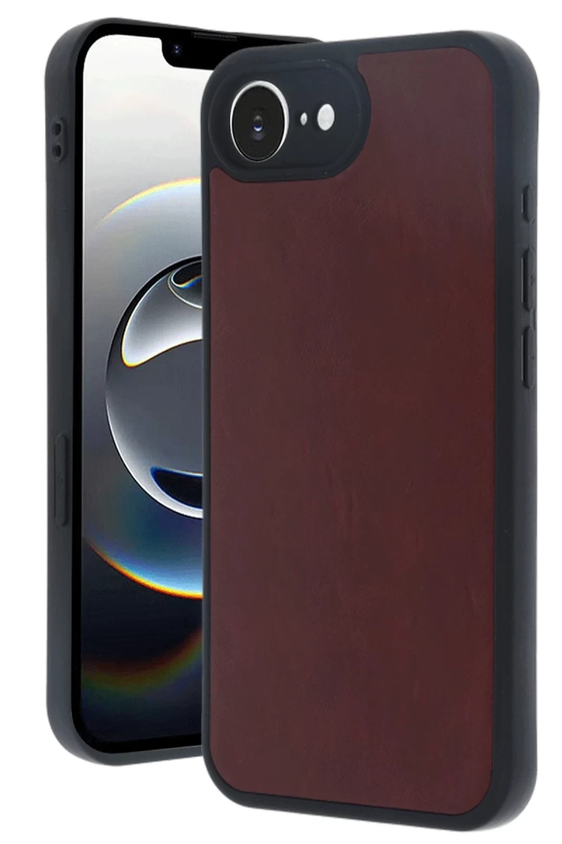 Apple iPhone 16E Uyumlu Kılıf Aras Deri Kapak - Bordo