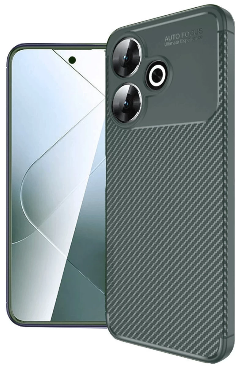 Xiaomi Redmi 13 4G Uyumlu Kılıf Auto Focus Karbon Kapak - Koyu Yeşil