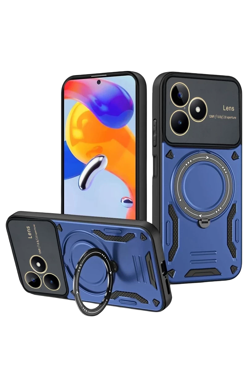 Realme C53 Uyumlu Kılıf Joy Lens Standlı Kapak - Lacivert