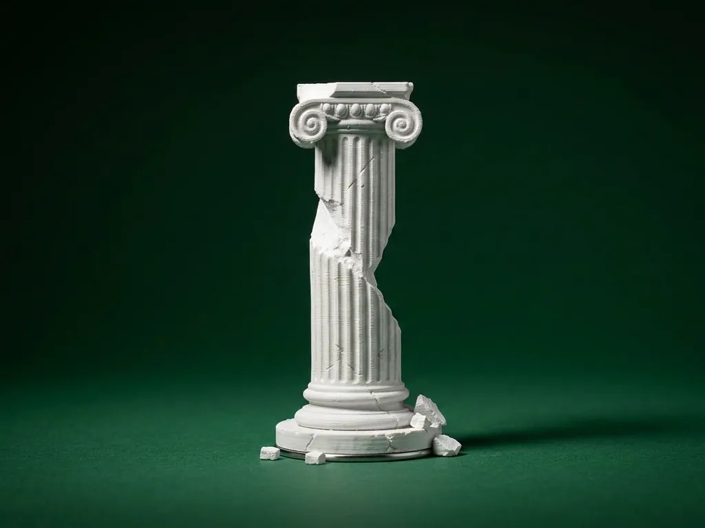 3D Baskı Kırık İyonik Sütun Kalıntısı Dekoratif Antik Yunan Sütunu Masaüstü Maket Obje Beyaz