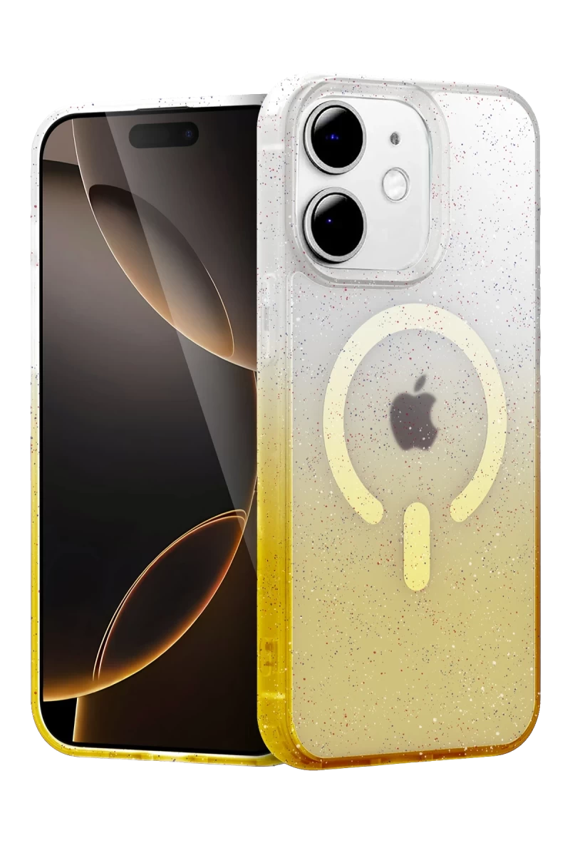 Apple iPhone 12 Uyumlu Pummel Shiny Magsafe Kapak - Gold