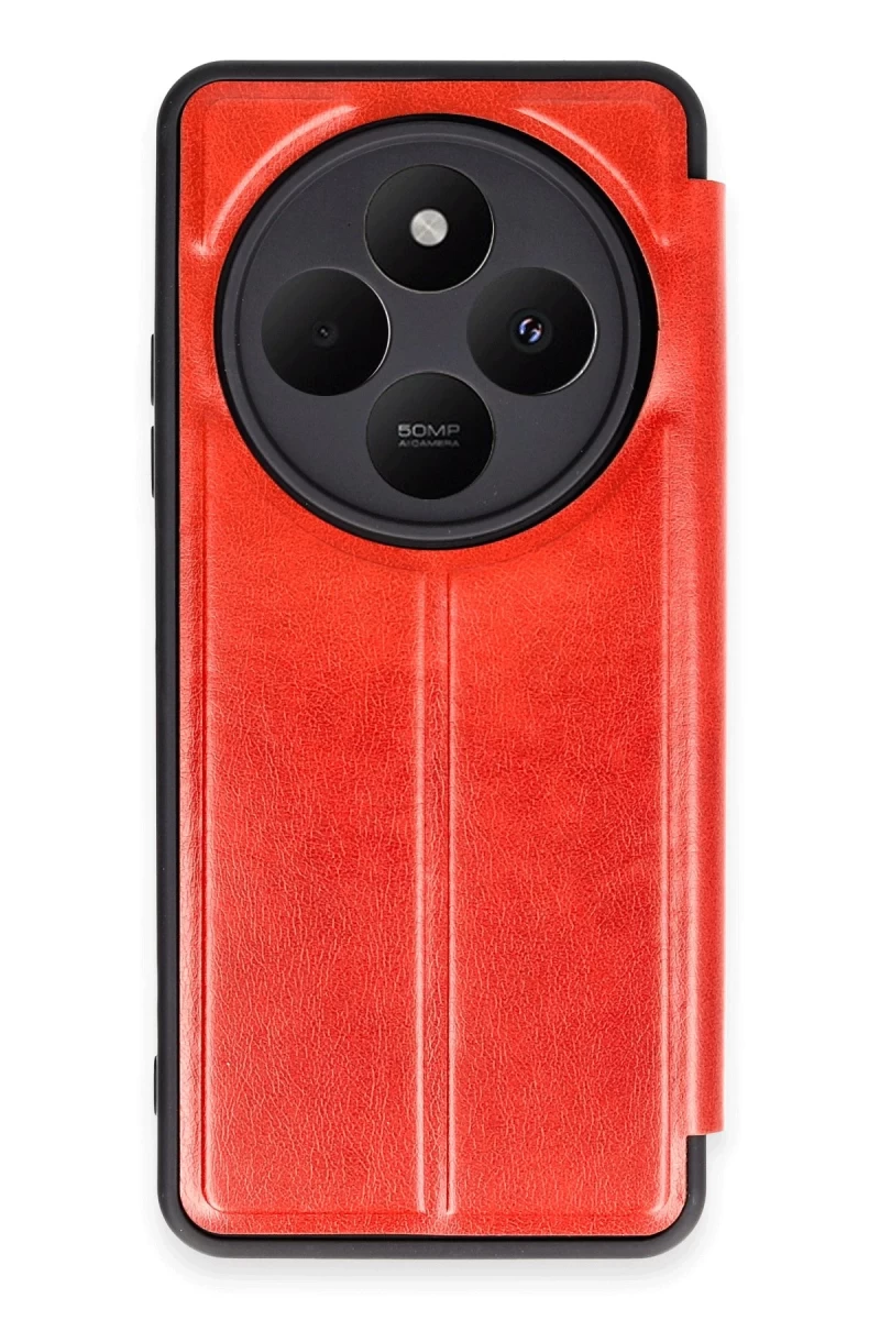 Xiaomi Redmi 14C Uyumlu Kılıf Flip Cover - Kırmızı