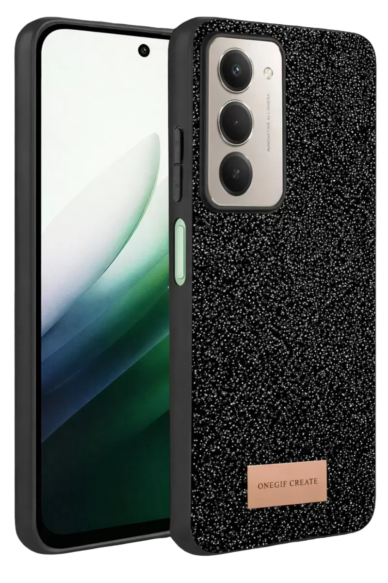 Onegif Xiaomi Redmi 15 4G Uyumlu Bright Simli Kapak - Siyah