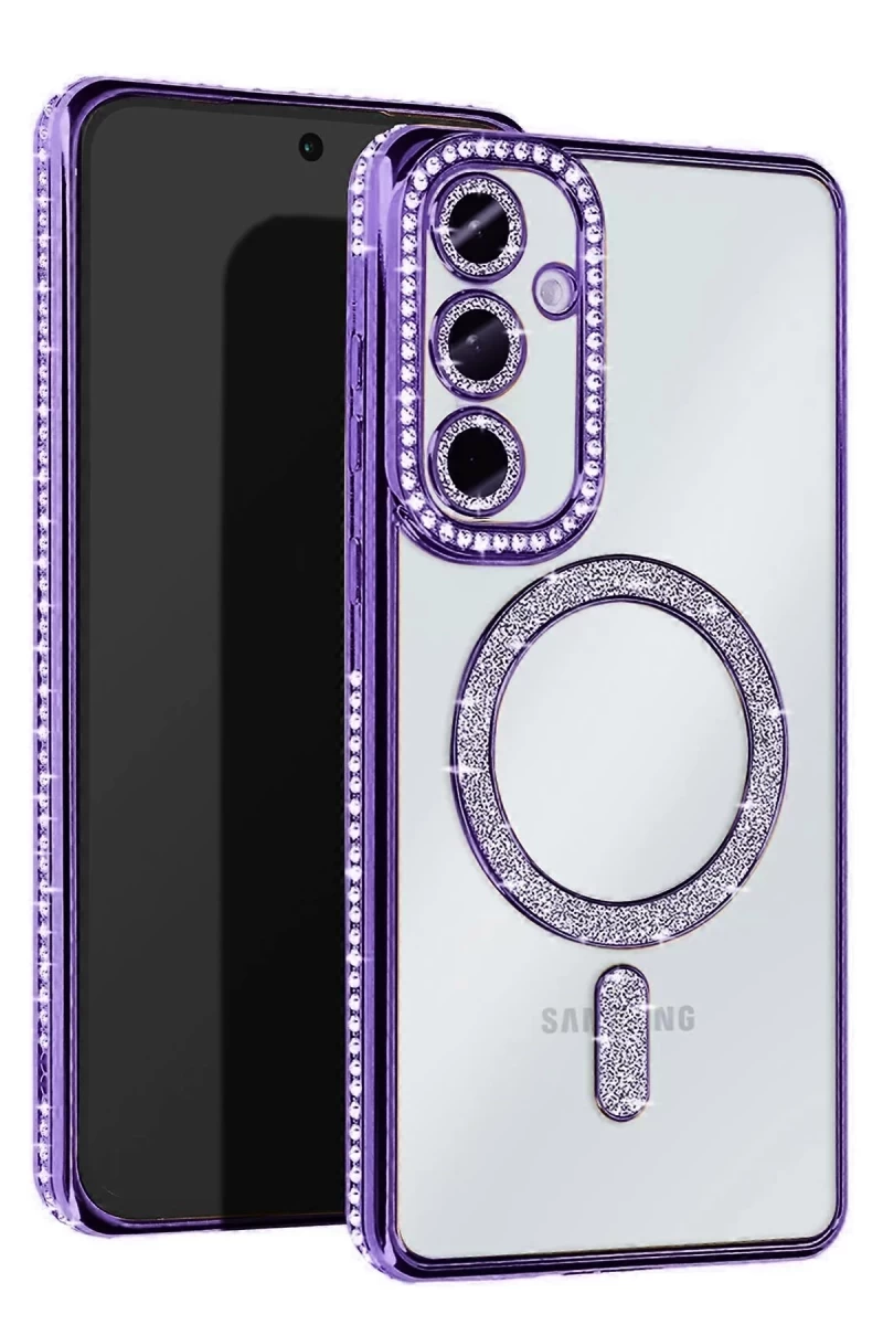 Samsung Galaxy S25 FE Uyumlu Joke Simli Magneticsafe Kılıf - Derin Mor