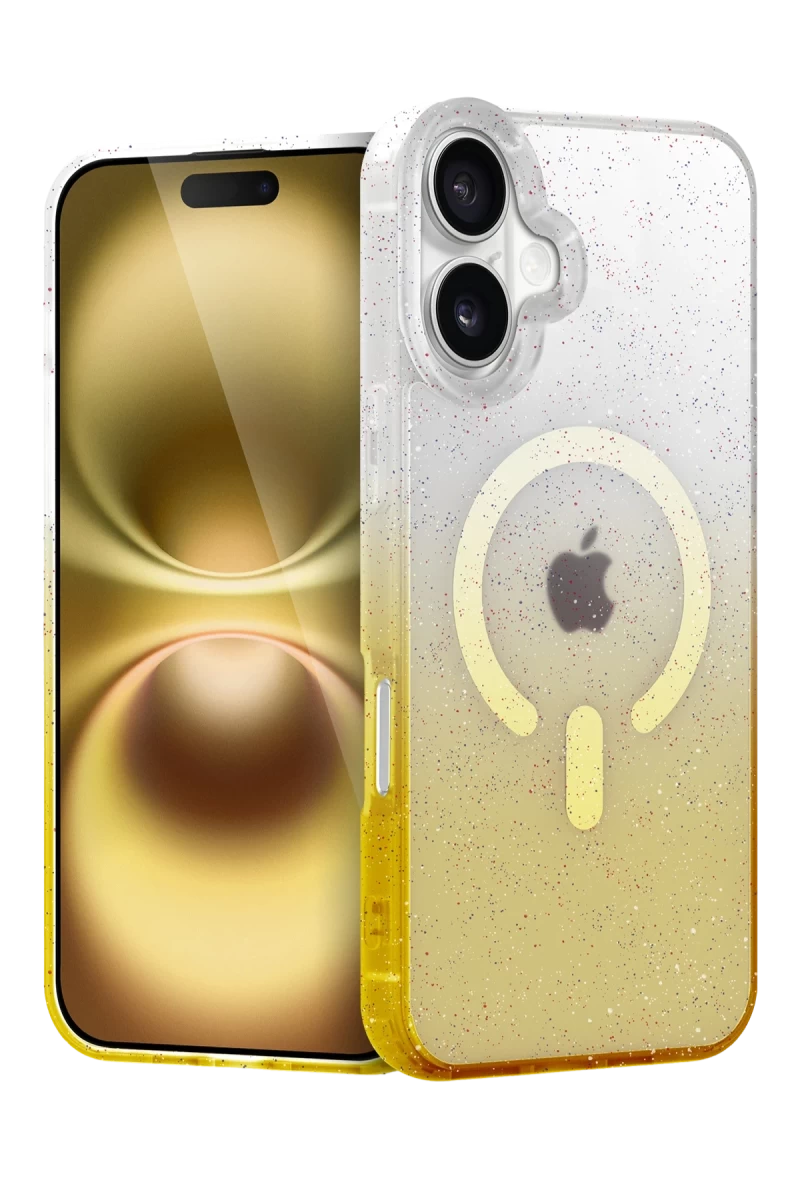 Apple iPhone 16 Uyumlu Pummel Shiny Magsafe Kapak - Gold