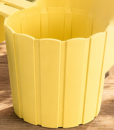 3D Baskı Askılı Balkon Saksısı Dikey Çizgili Dekoratif Çiçek ve Aromatik Bitki Saksısı - Sarı