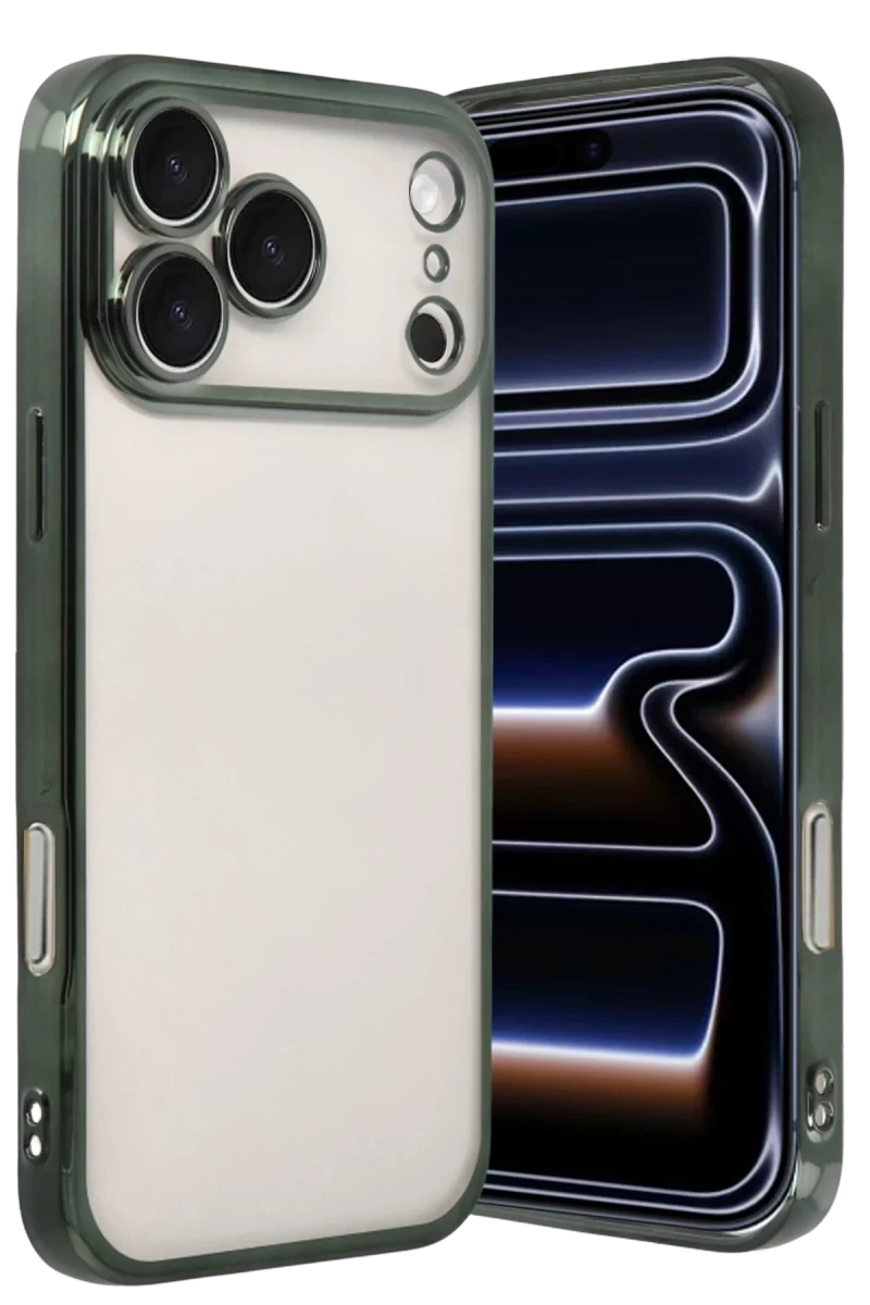 Apple iPhone 17 Pro Max Uyumlu Lensli Silikon - Yeşil