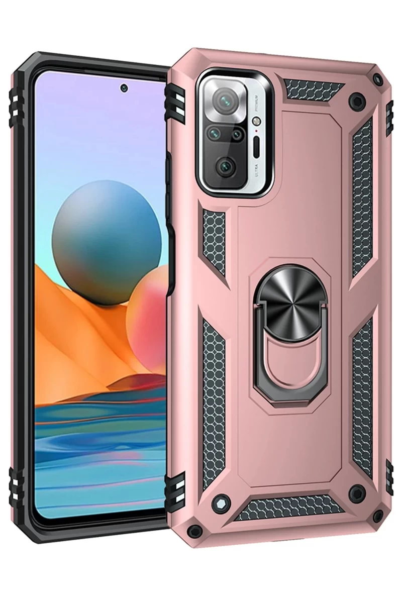Xiaomi Redmi Note 10 Pro Uyumlu Kılıf Sofya Yüzüklü Silikon Kapak - Rose