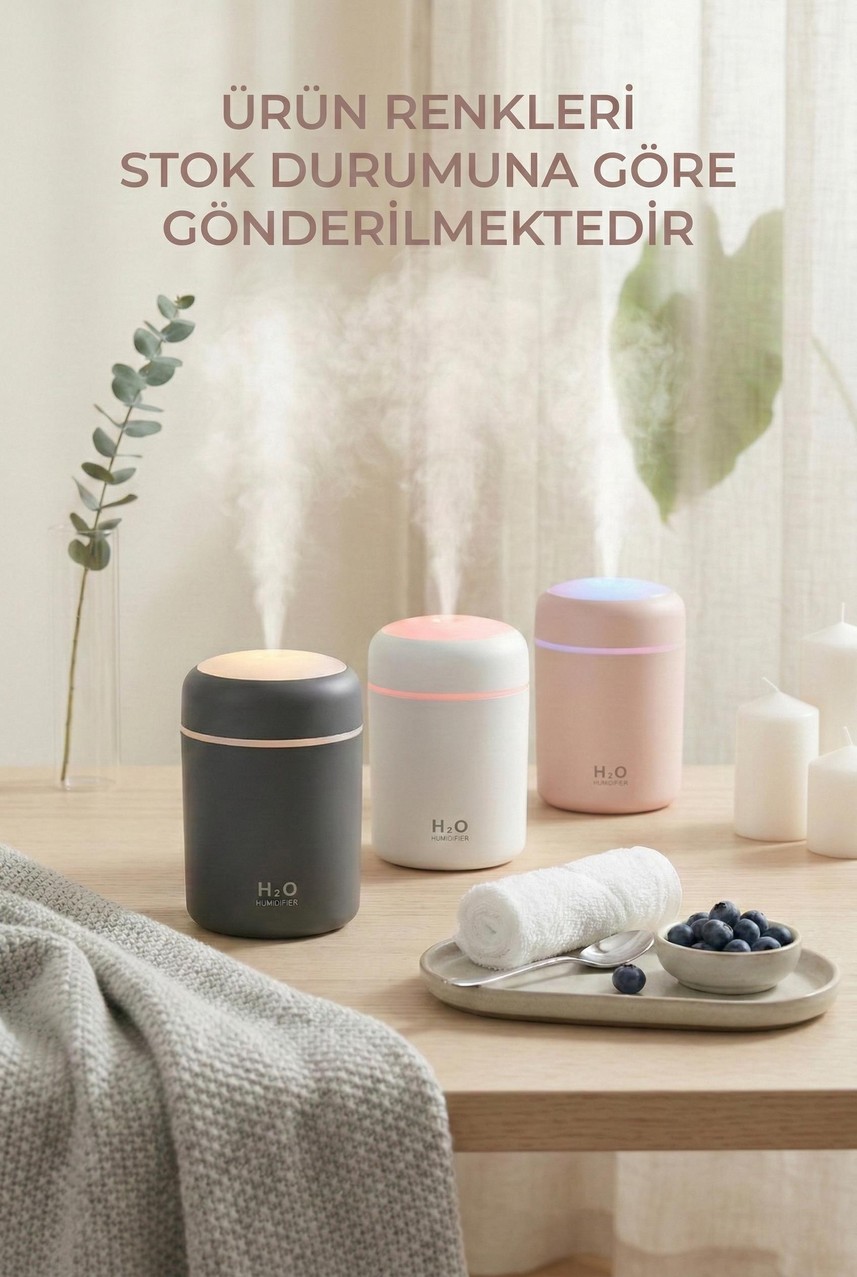 300 ml LED Işıklı Hava Nemlendirici &amp; Pratik Oda Kokusu Difüzörü (7 cm x 11 cm)
