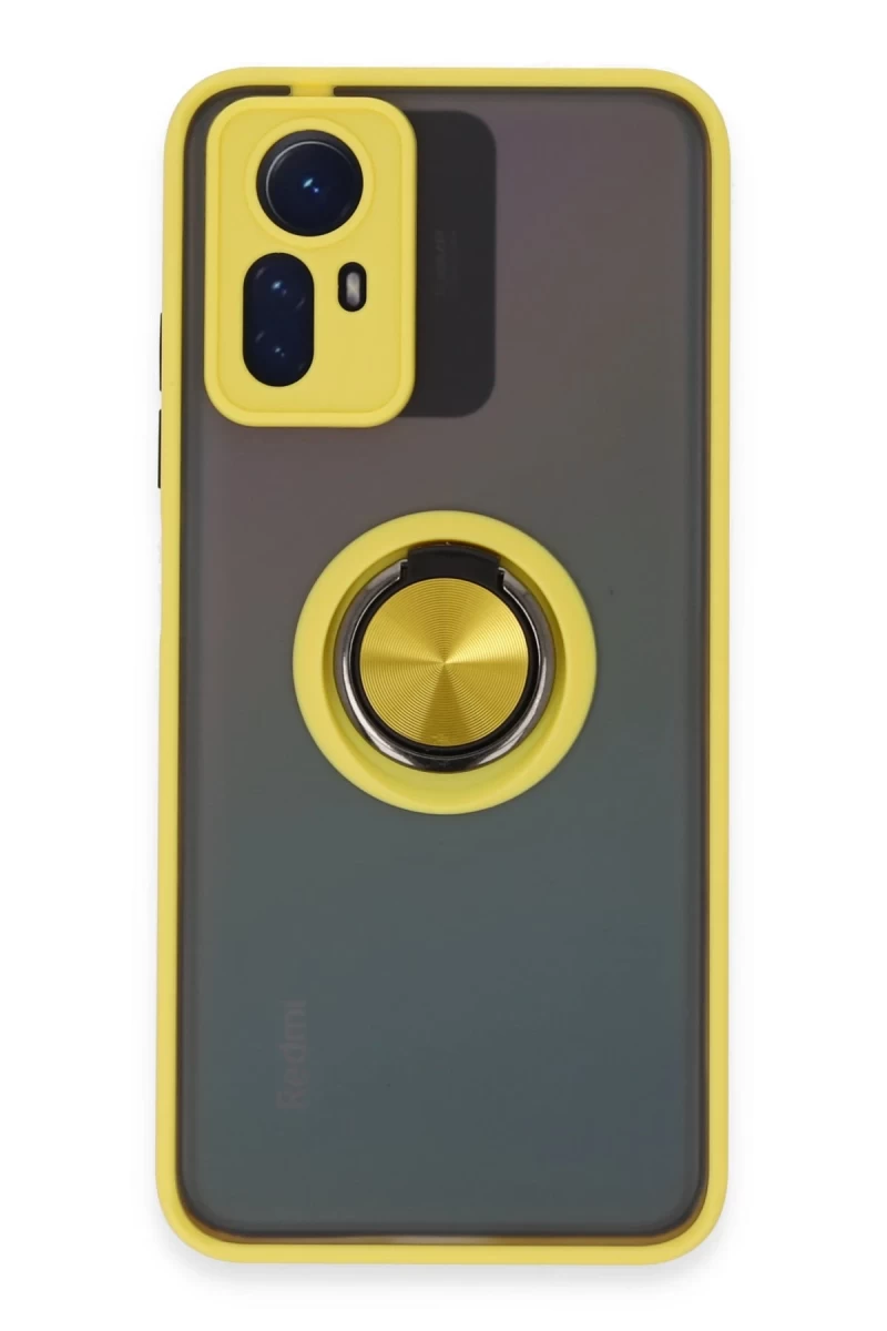 Xiaomi Redmi Note 12S Uyumlu Kılıf Montreal Yüzüklü Silikon Kapak - Sarı