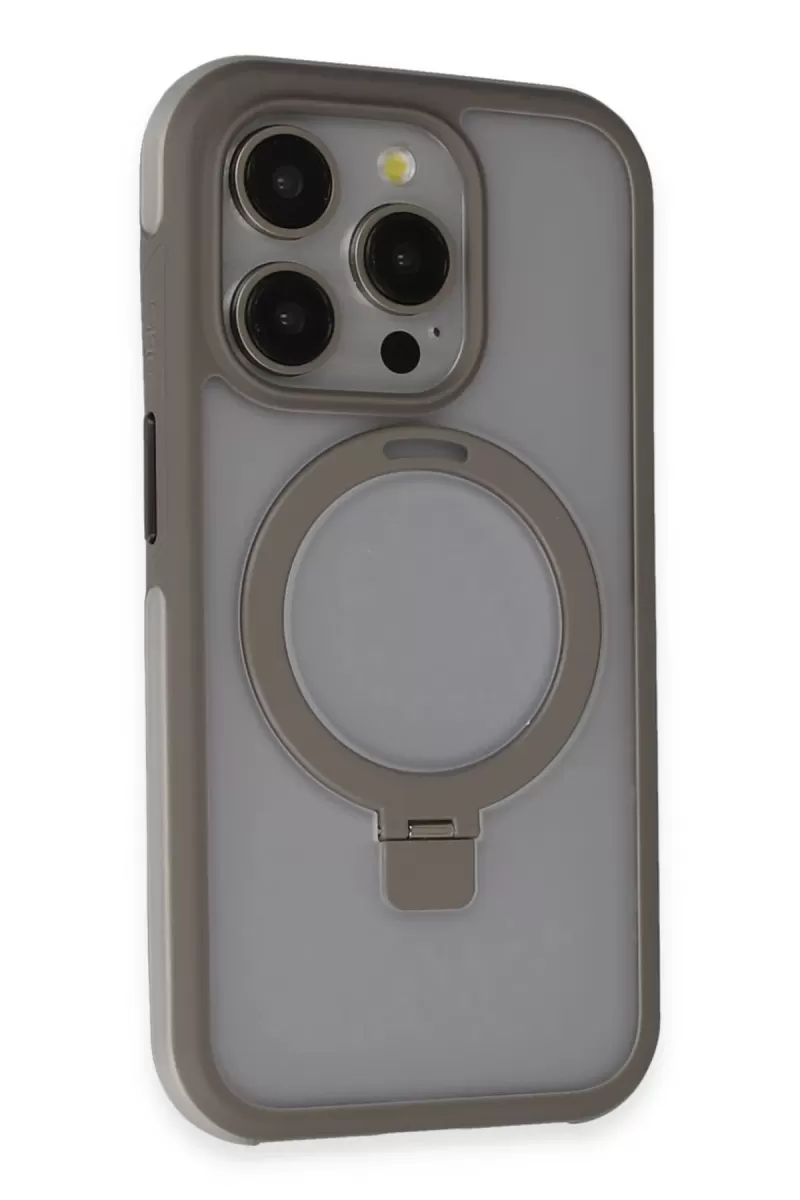 Joko Apple iPhone 15 Pro Uyumlu Zorda Airbag Magsafe Standlı Kapak - Titan Gri