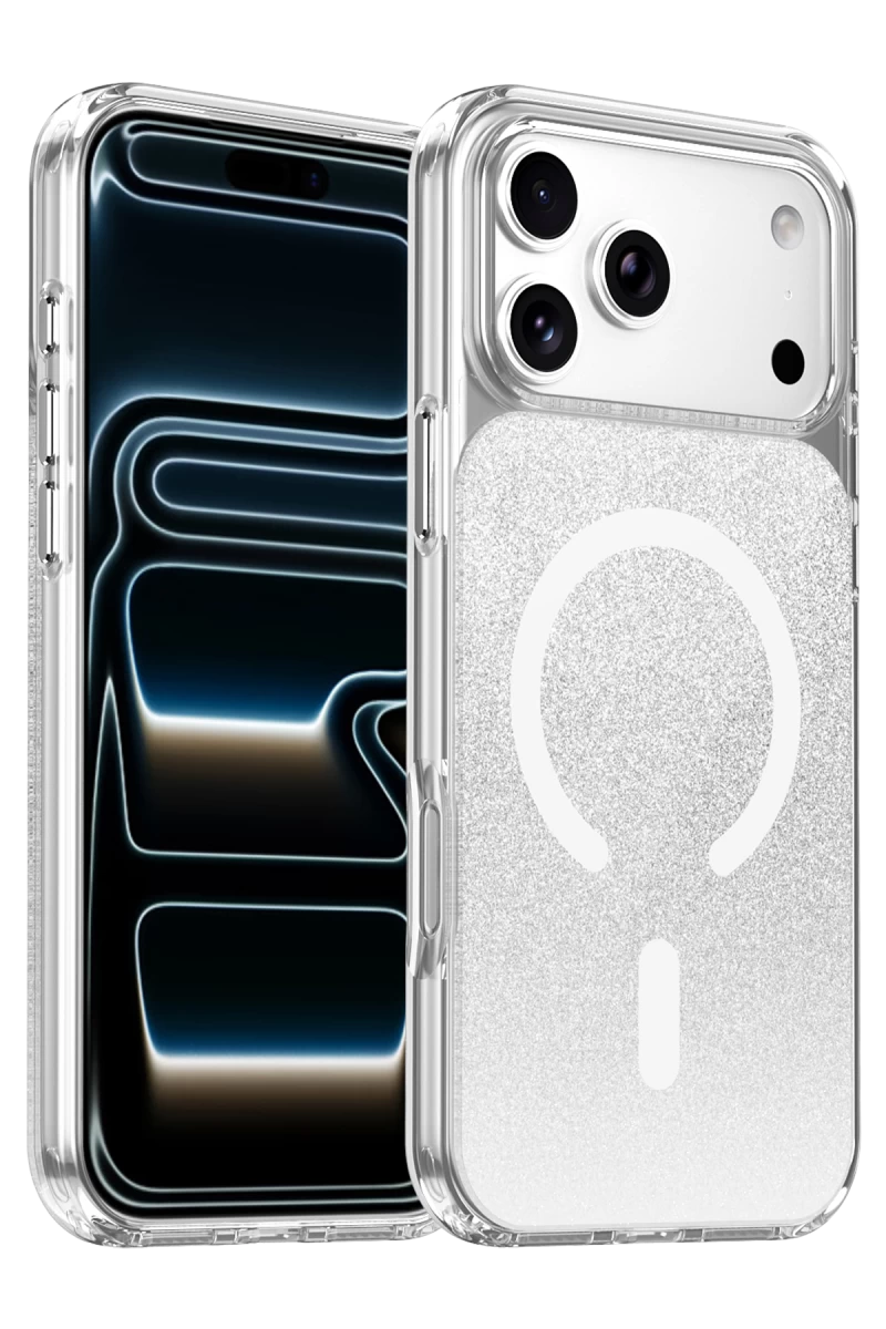 Onegif Apple iPhone 17 Pro Max Uyumlu Sora Simli Magsafe Kapak - Beyaz