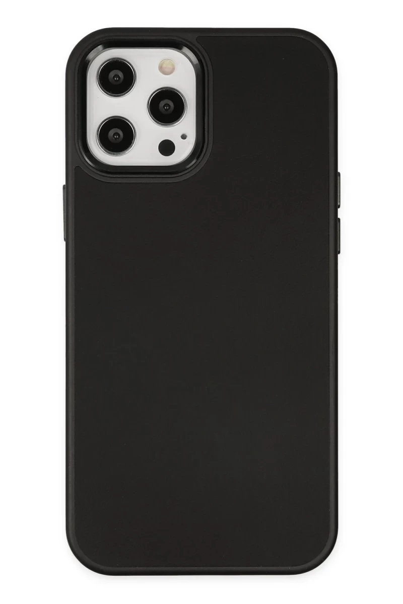 Apple iPhone 12 Pro Max Uyumlu Kılıf Asya Deri Silikon - Siyah