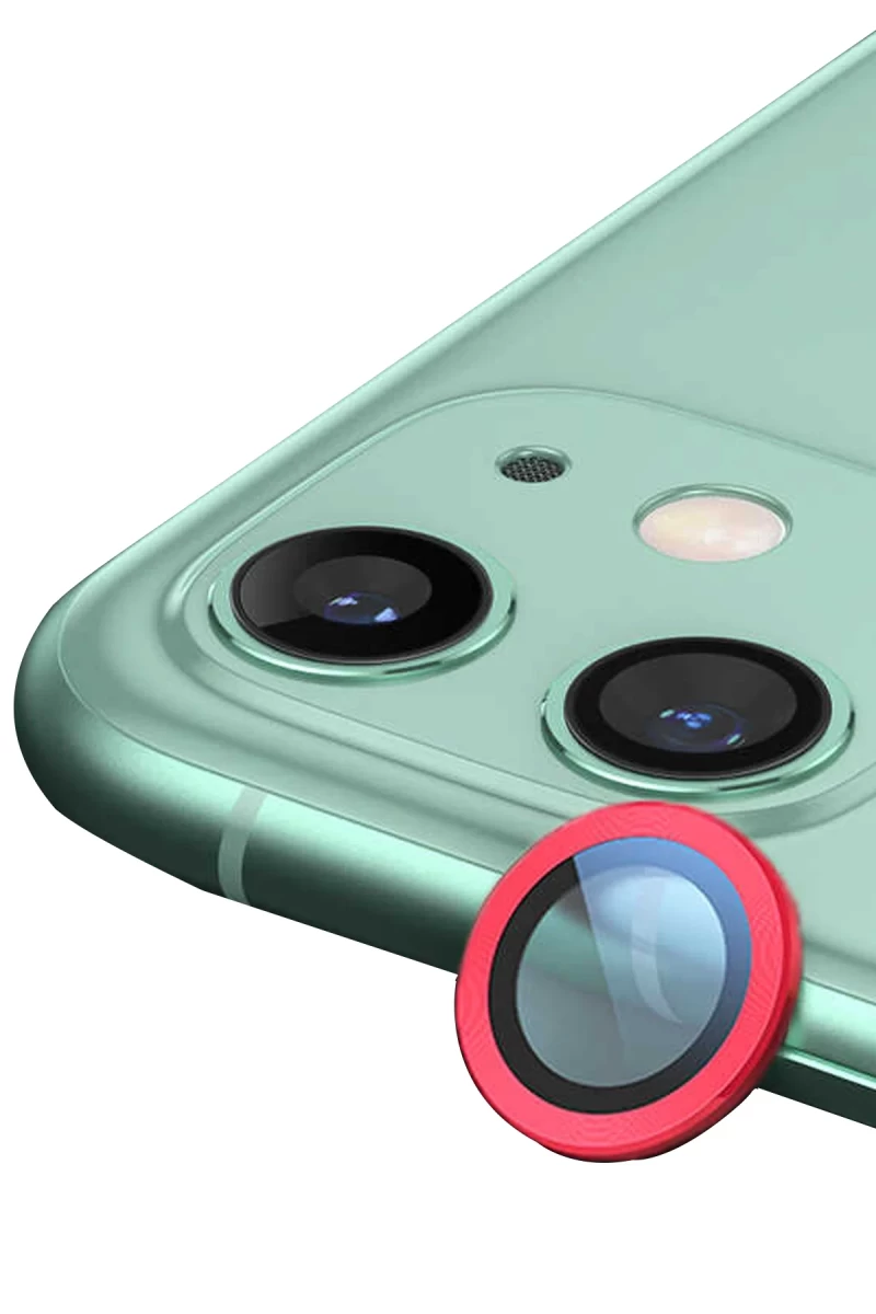 Apple iPhone 11 Uyumlu Raze Metal Kamera Lens - Kırmızı