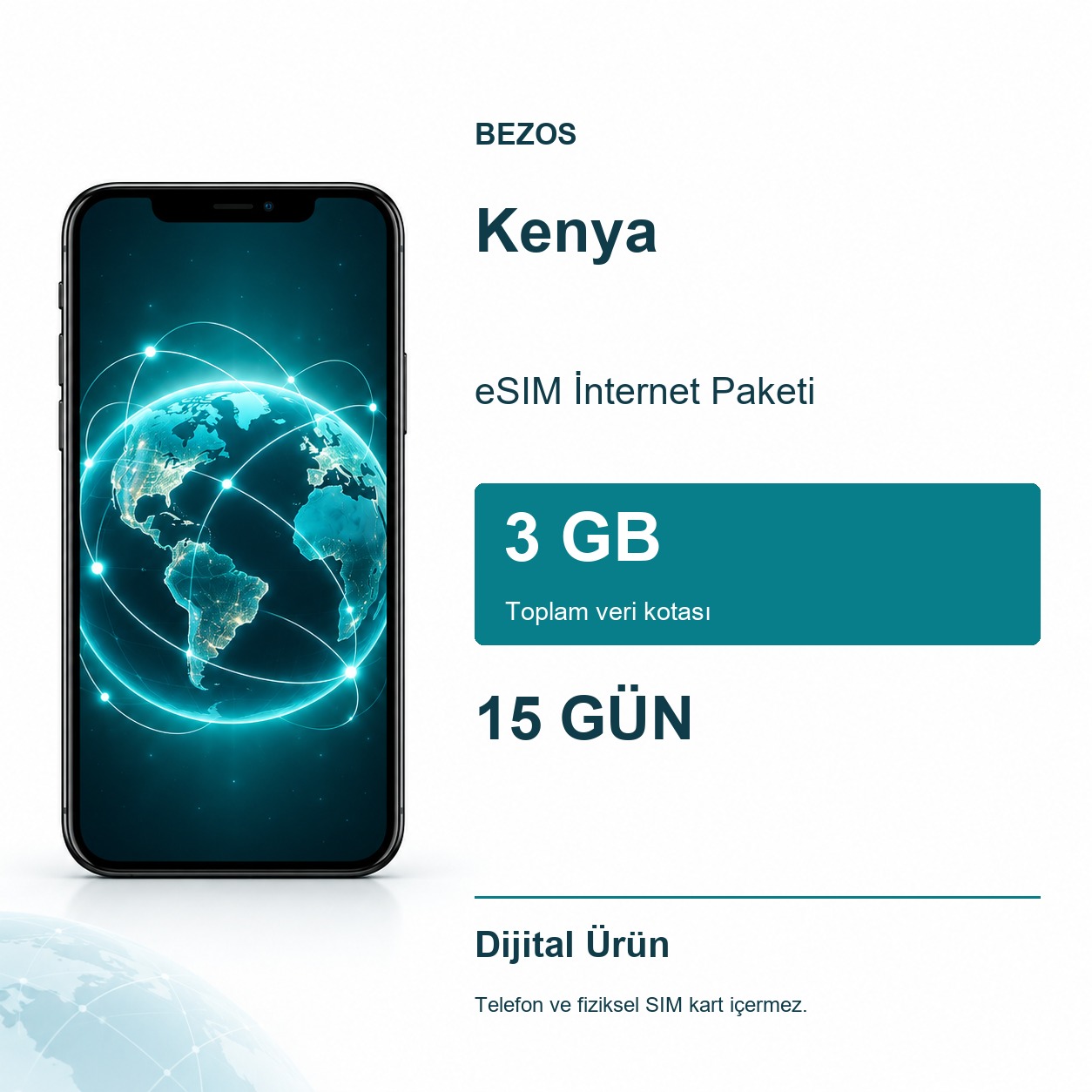 Kenya eSIM İnternet Paketi 3 GB 15 Gün