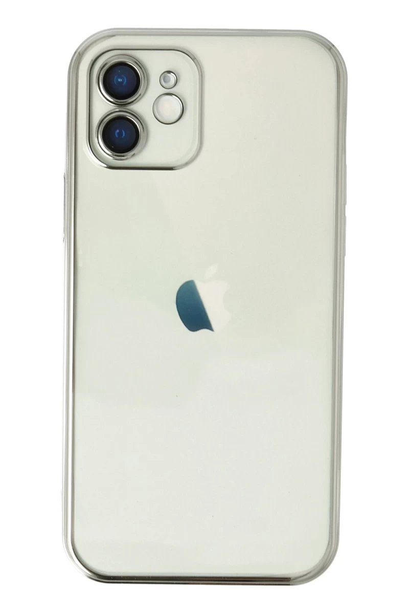 Apple iPhone 12 Uyumlu Kılıf Lensli Silikon - Gümüş