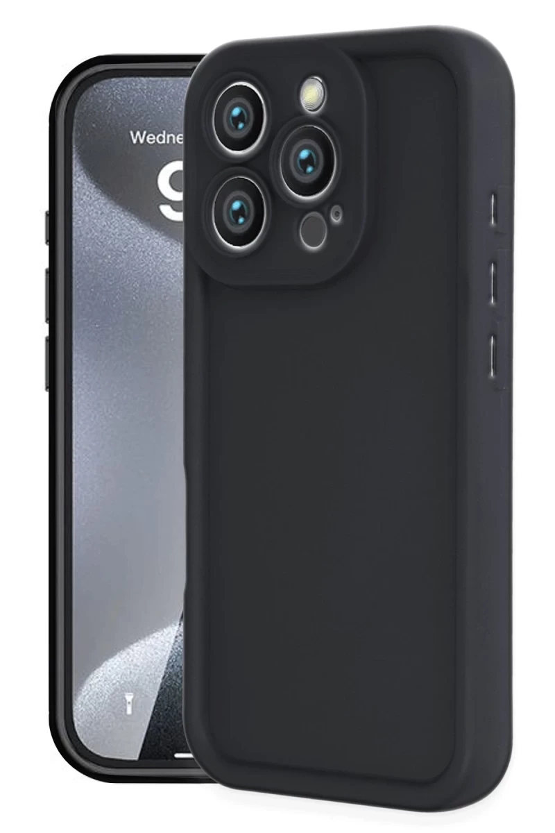 Apple iPhone 16 Pro Uyumlu Kılıf Viera Silikon - Siyah