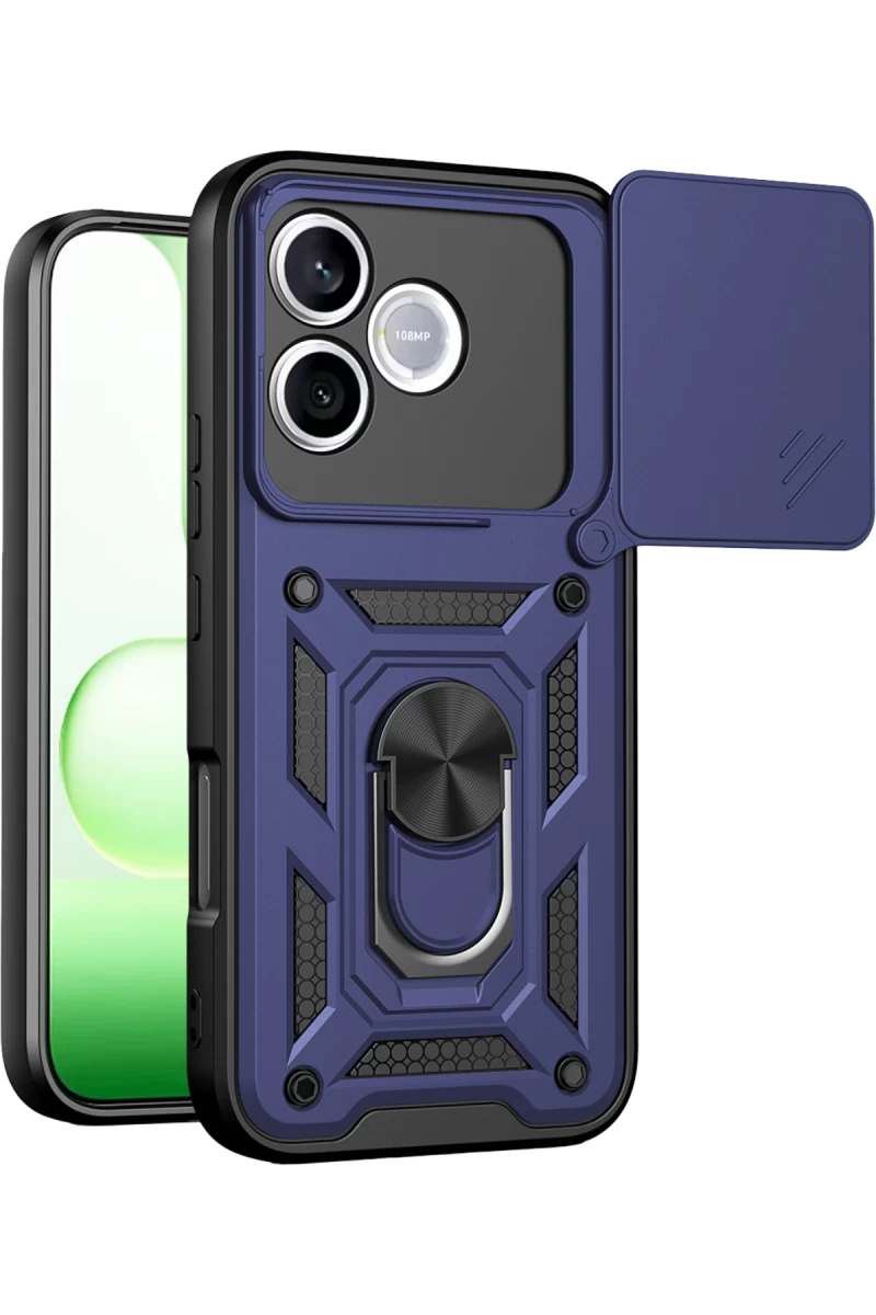 Huawei Honor 600 Lite Uyumlu Pars Lens Yüzüklü Silikon - Lacivert