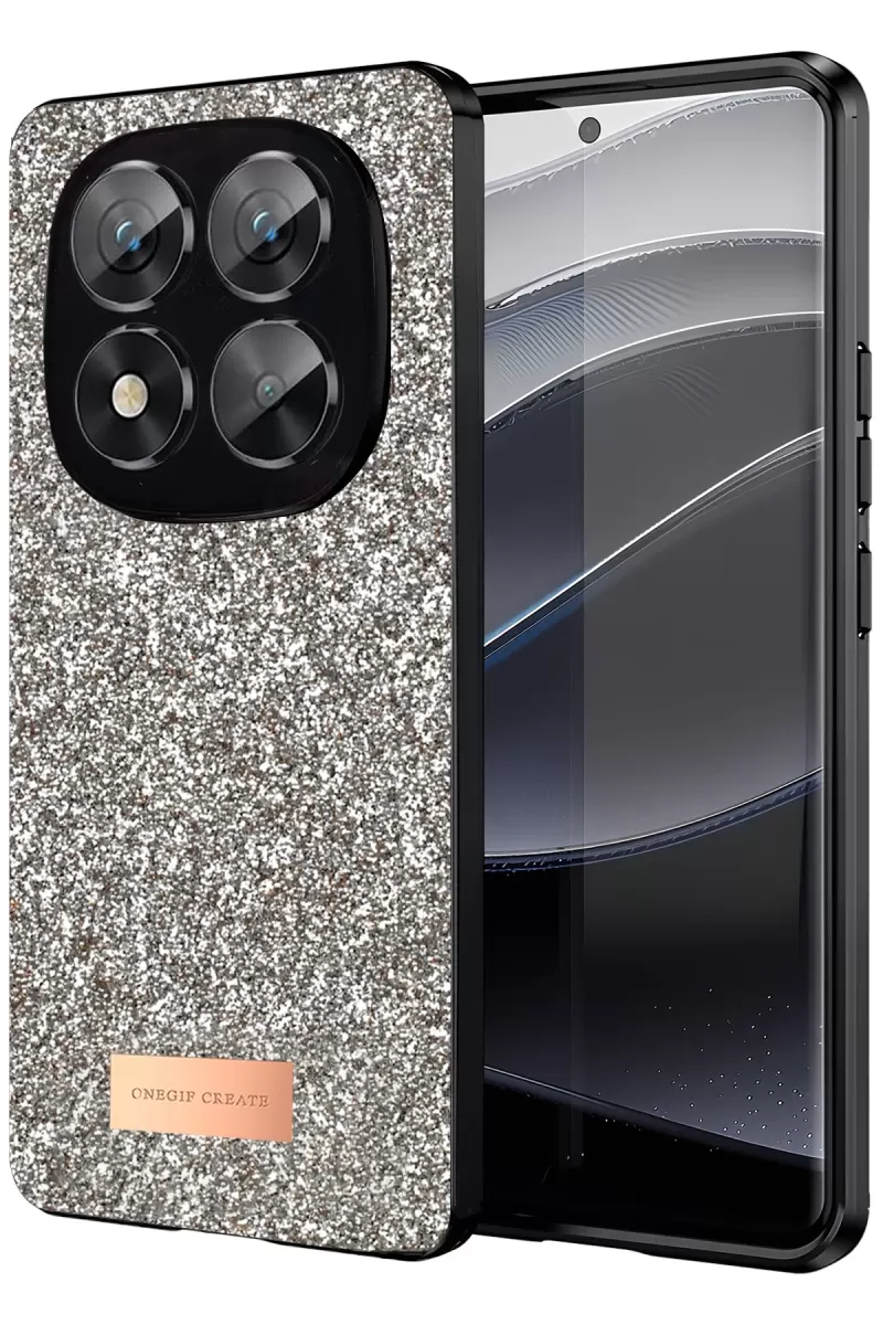 Onegif Xiaomi Redmi Note 14 Pro 5G Uyumlu Bright Simli Kapak - Gold