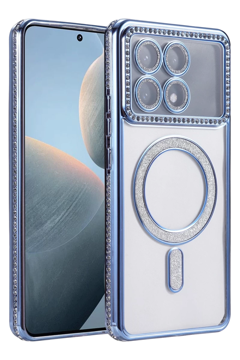 Xiaomi Poco X6 Pro Uyumlu Joke Simli Magneticsafe Kılıf - Mavi