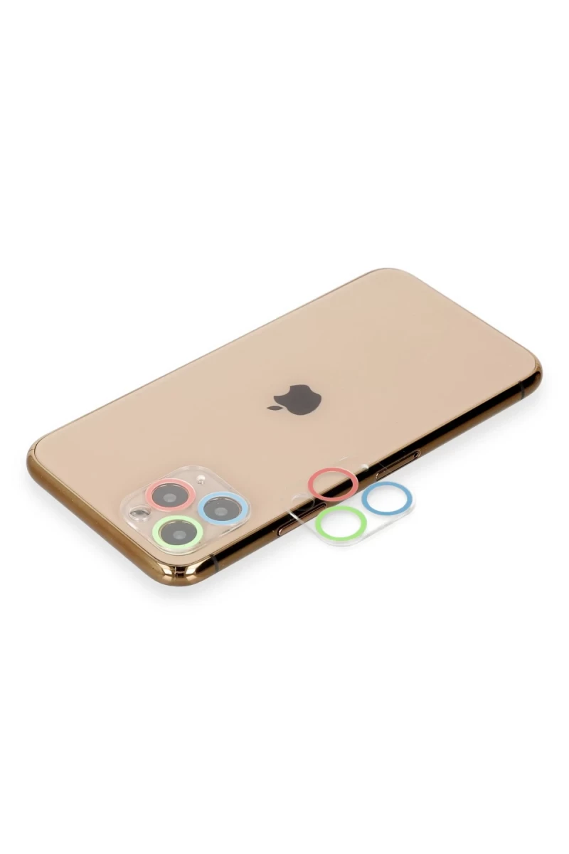 Apple iPhone 11 Pro Max Uyumlu Renkli Kamera Lens Koruma Cam - Mavi-Yeşil