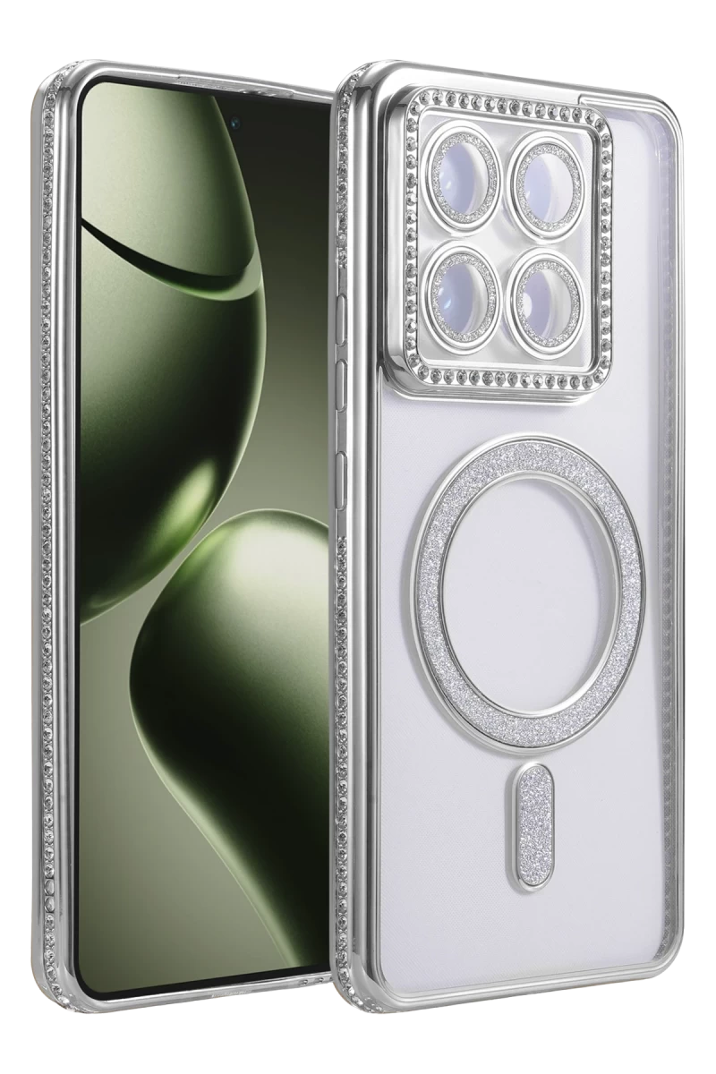Xiaomi Mi 14T Pro Uyumlu Joke Simli Magneticsafe Kılıf - Gümüş