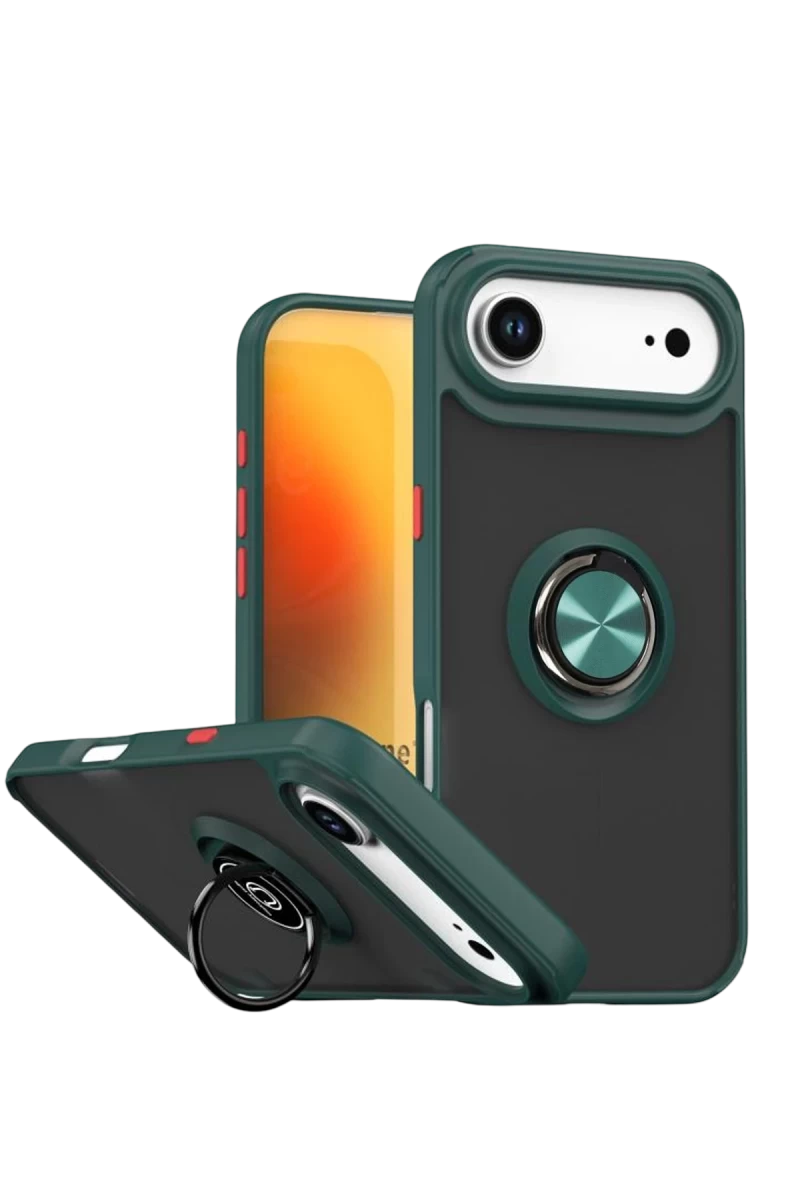 Apple iPhone 17 Uyumlu Air Uyumlu Montreal Yüzüklü Silikon Kapak - Yeşil
