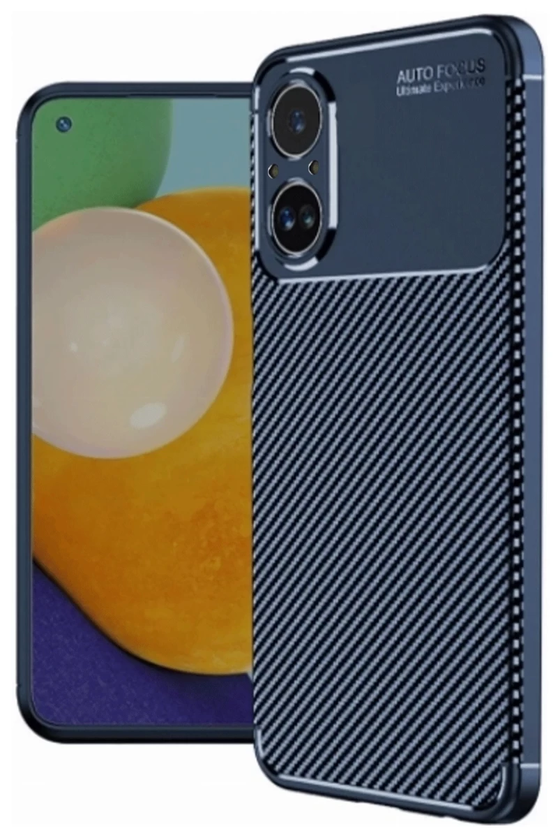 Realme 12 Lite Uyumlu Kılıf Auto Focus Karbon Kapak - Lacivert